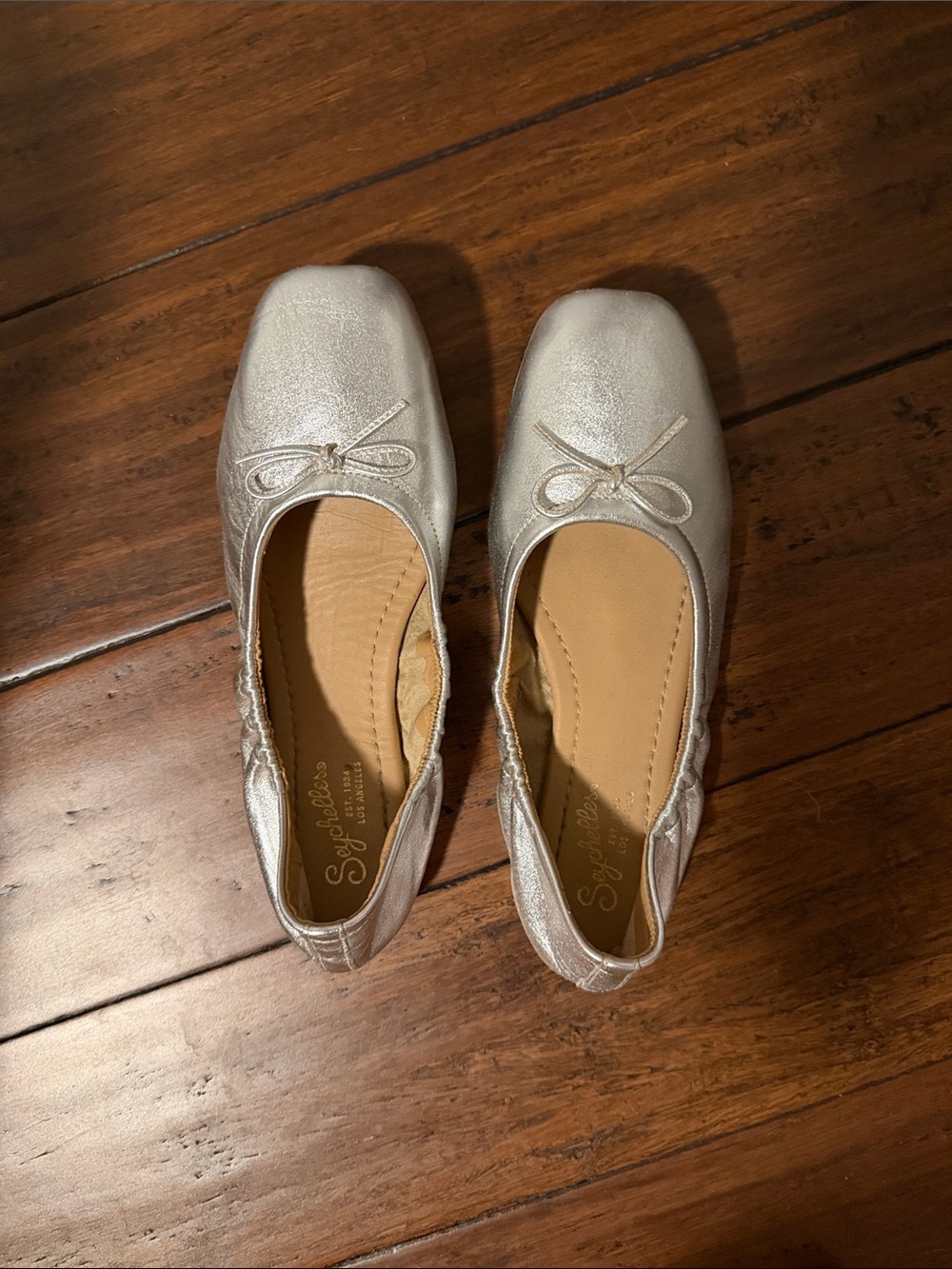 Seychelles Metallic Silver Ballet Flats with Bow